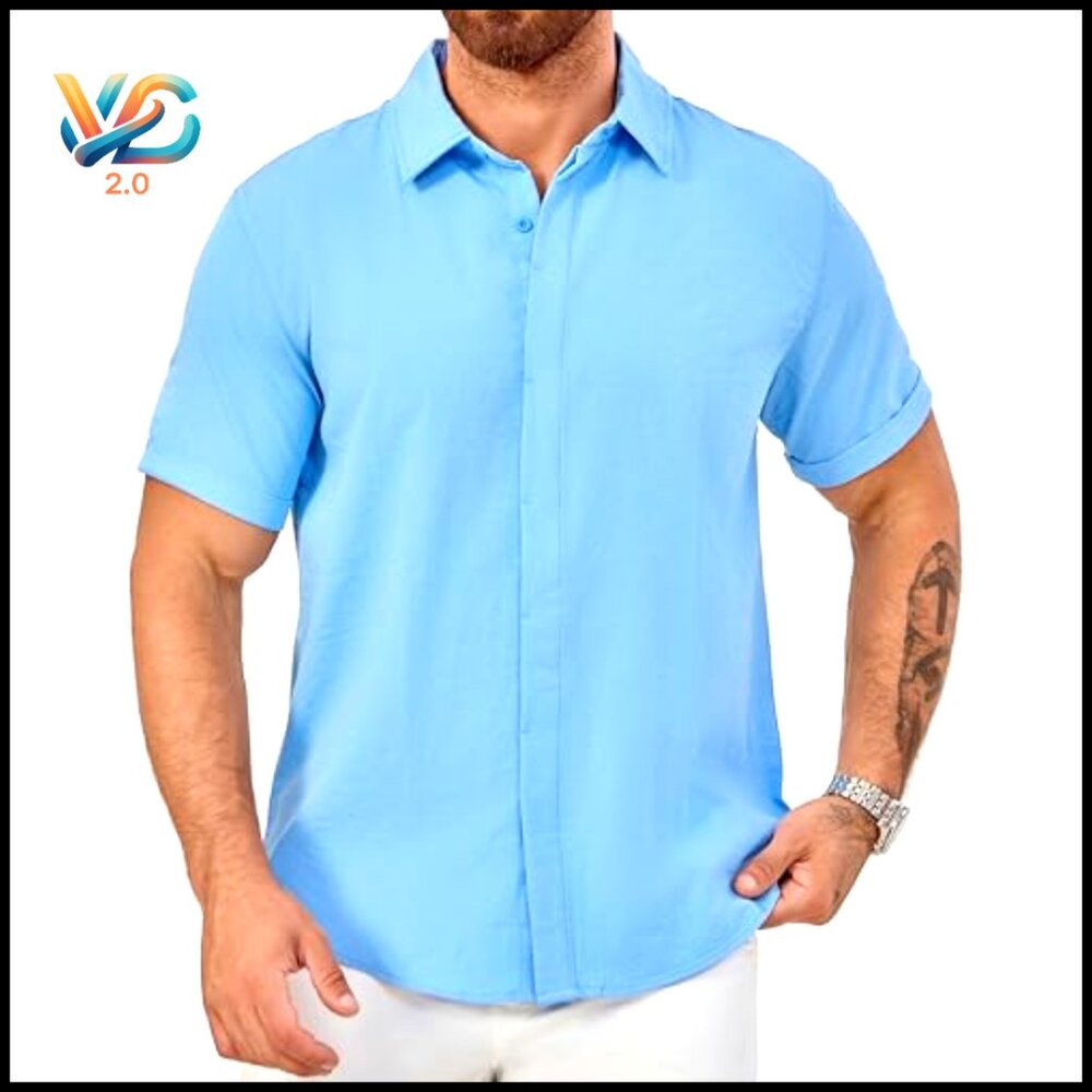 Lightweight Stretch Button Down Shirt Casual Vaca… - image 5